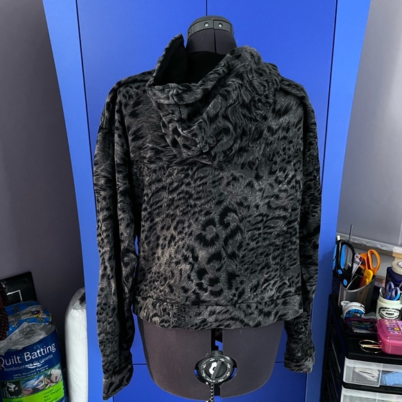 Cropped all saints leopard hoodie size small EUC - Picture 2 of 5